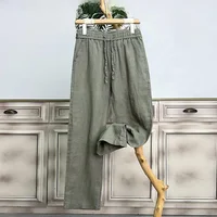 High-End Pure Linen Men's Summer Casual Pants Loose Straight Wide Leg Long Trousers for Spring Autumn Comfortable Cotton Linen