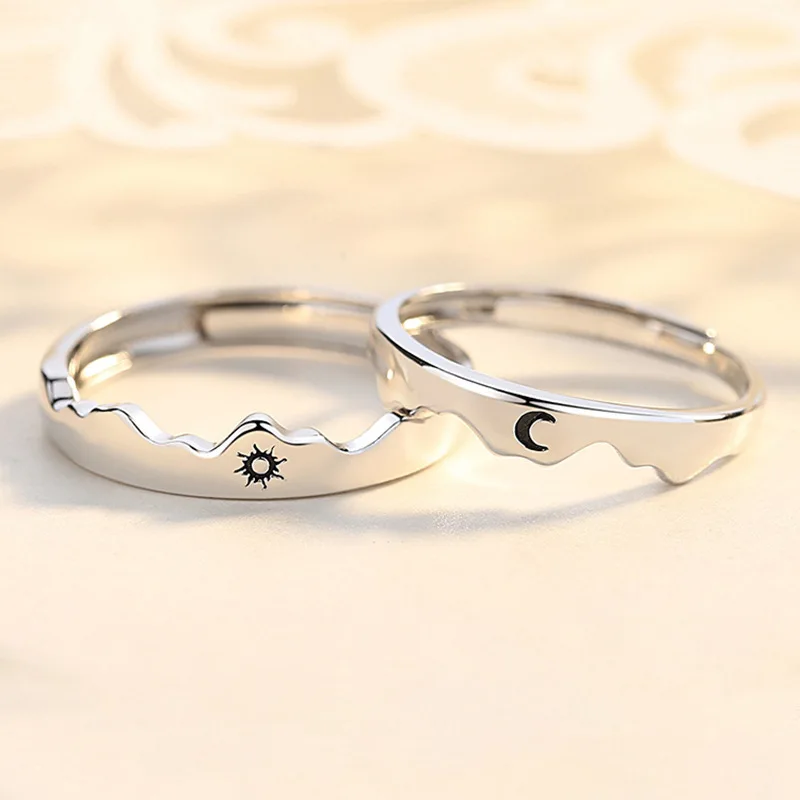 Sun Moon Mountain Sea Ring Uomo E Donna Anello Semplice Aperto Amante A Lunga Distanza Sun Moon Anello Due In Una Coppia Spedizione Gratuita