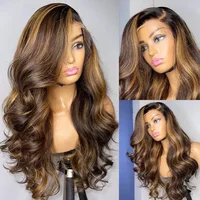 Perruque Highlight en Cheveux Humains, Perruque Frontale en Dentelle HD 13x6, Perruque Frontale Sans Colle 13x4 Blond Miel Ondulée, Cheveux Brésiliens Remy pour Femme 3