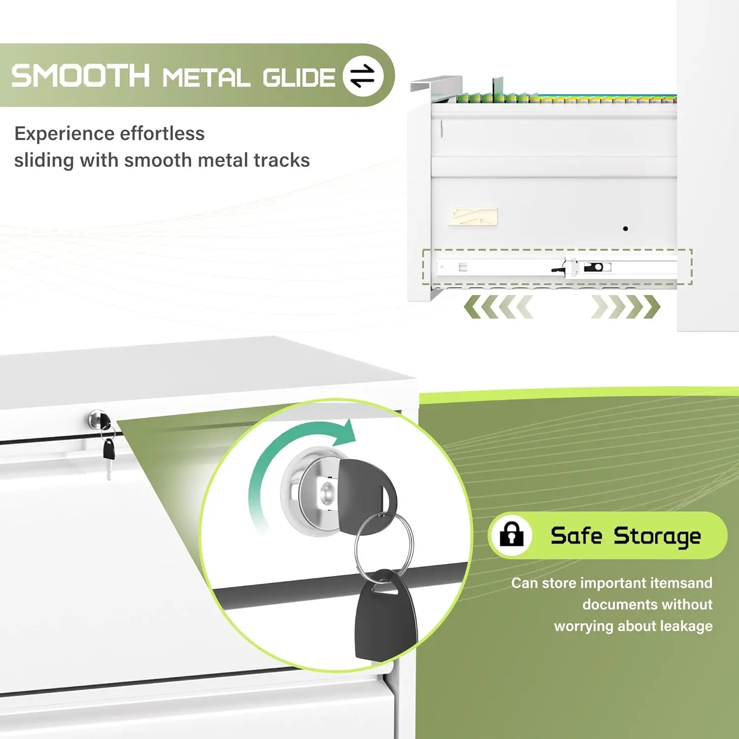 Lateral File Cabinet with 2 Drawers, 28" W Metal Lockable Office File Cabinets for Home Office- Stores Letter/Legal/A4/F4 Files