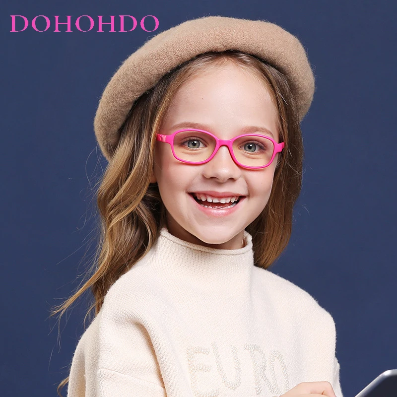 Anti Blue Light Glasses Kids Glasses Frame TR90 Flexible Kids Anti-blue Light Glasses Frame Boys Girls Prescription Glasses Professional Myopic Hyperopia Eyewear With Rope