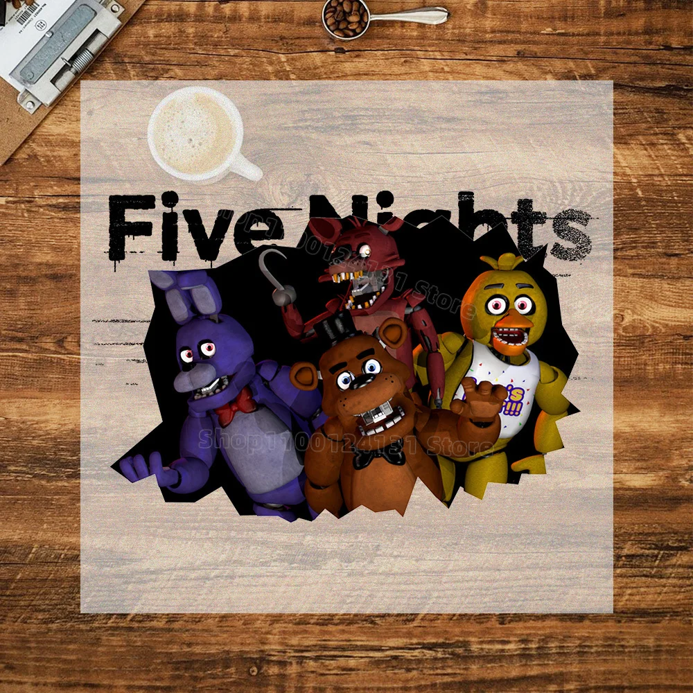 FNAF-Inspired Heat Transfer Stickers for Clothing - T-Shirt DIY Anime Patches Collection