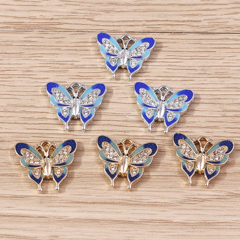 10 Stück 18 x 16 mm elegante Kristall-Tier-Schmetterlings-Anhänger für die Schmuckherstellung, Damenmode, Ohrringe, Anhänger, Halsketten, Geschenke