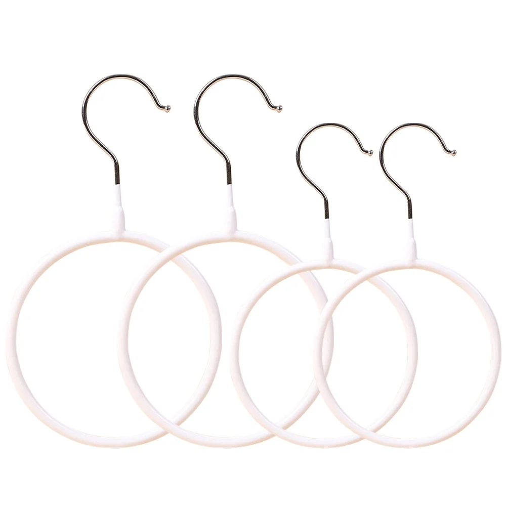 

4 Pcs Coat Hangers Round Scarf Holders for Closet Tie Wrought Iron Display White Organizer