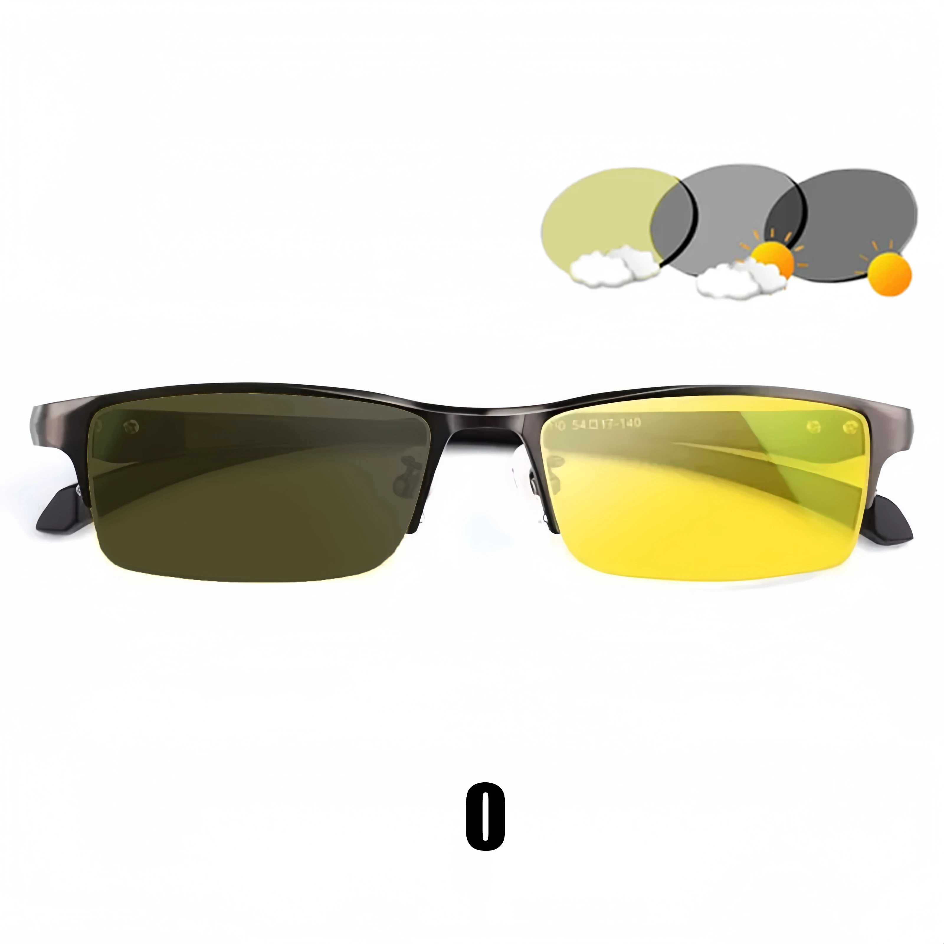 Photochromic Anti-Glare UV Protection Half-Frame Driving Eyewear
