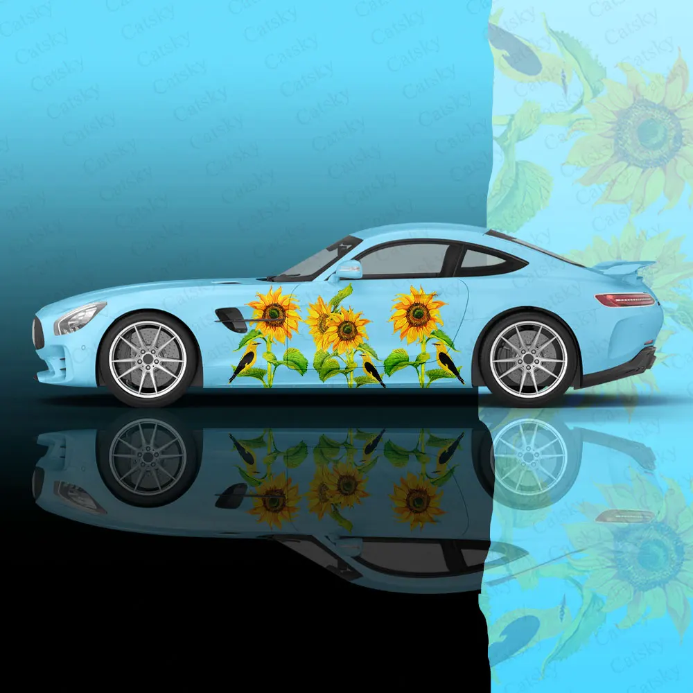 

Yellow Sunflower Flower Car Wrap Protect Stickers Car Decal Creative Sticker Car Body Appearance Modification Decorative Sticker