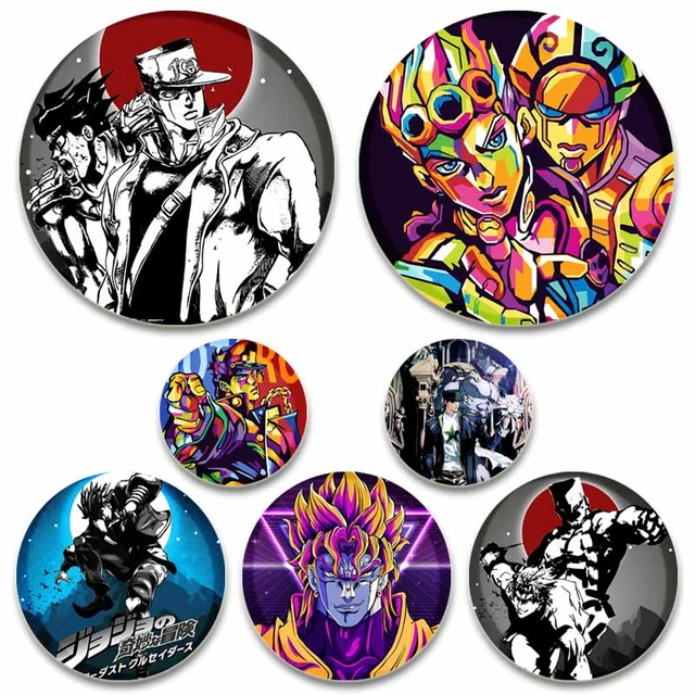 JoJo's Bizarre Adventure-Tinplate Badge, Laser Glass Badge, Animação  Periférica Broche, Botão Macio Pin, Acessórios Saco, Atacado - AliExpress