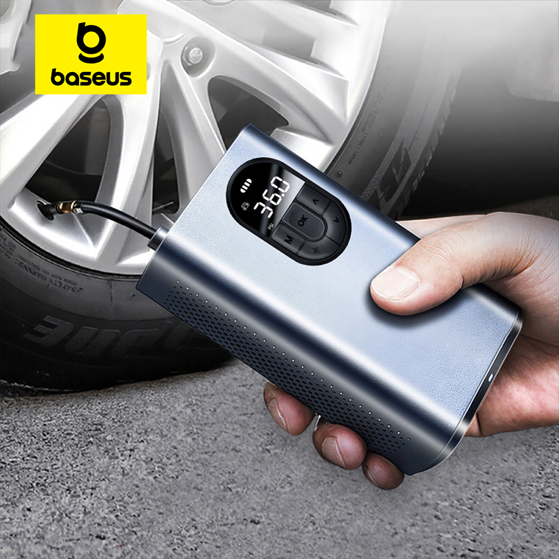  Baseus Car Air Compressor Electric Tyre Inflator Pump With LED Lamp For Motorcycle Bicycle Tire Portable Inflatable Pump 