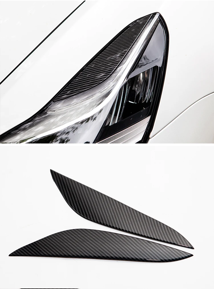 Accessories for Tesla Model 3 2022 Car Front Light Eyebrow 2PCS Set ABS Decorative Strip Modification Accessories - - Racext 14