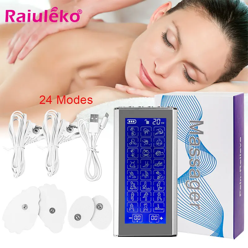 

Electric TENS Massager Pulse Acupuncture EMS Relax Muscle Stimulation Slimming Physiotherapy 24 Modes Digital Therapy Machine