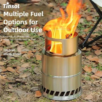 New Portable Outdoor Camping Stove Wood Burning Mini Lightweight Stainless Steel Foldable Stove Picnic BBQ Cooker Travel Tools 1