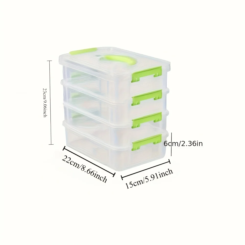 1PC 4-layer Transparent Plastic Storage Box with Handle, Drawer Storage Box, Modular Storage Box, Portable Storage Box Organizer