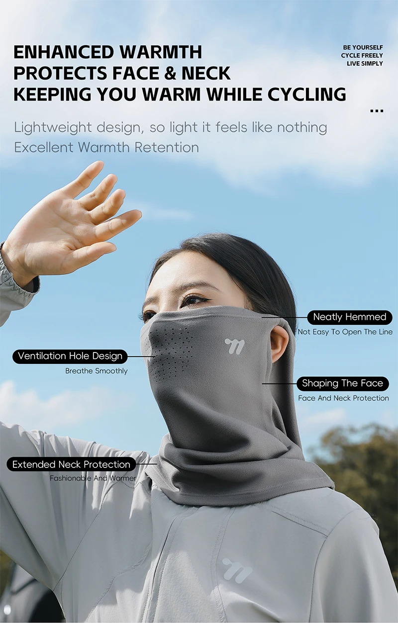 WEST BIKING Warme Fahrradmaske für den Winter, winddicht, einteilig, ohrhängende Gesichtsmaske, Outdoor-Sport, Laufen, Klettern, Schal, Kopfbedeckung – Detail 4