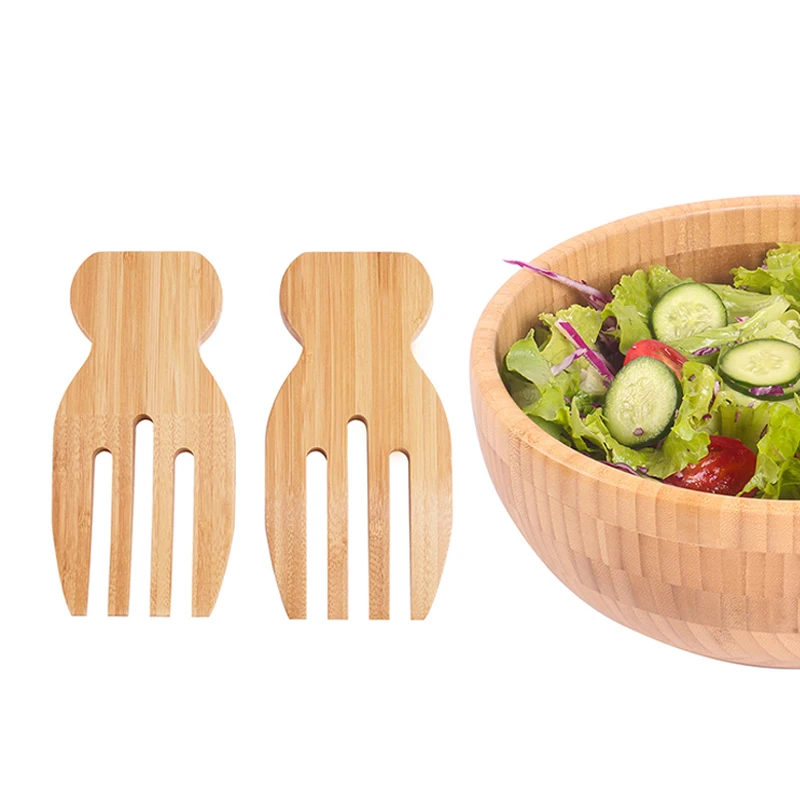 Salad Hands 2Pcs Salad Hands Bamboo Salad Servers Large Fruit Pasta Serving Set Mixing Fork Claws Cooking Helper Kitchen Tools Gadget