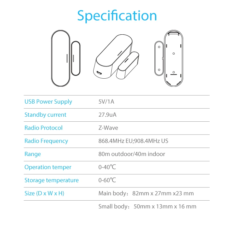 NEO Coolcam Z-Wave Plus Door Window Sensor With Temperature Humidity 700 Series