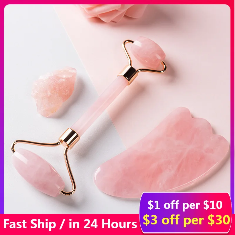 Rose Quartz Jade Guasha Massager Stone Gua Sha Board Beauty Tool Health Care Guasha Scraper Face Lifting Massage Meridian Scrap