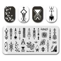 Nail Art Stamp Plate MouTeen-222 Geometry Tattoo Nail Stamping Plates Manicure Set For Nail Art Stamper 1