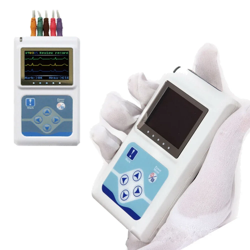 ECG Holter Monitor TLC9803 24 Hours Dynamic Handheld Pacemaker Analyzer EKG System 3 Leads ECG Machine with PC Software For ECG Monitor