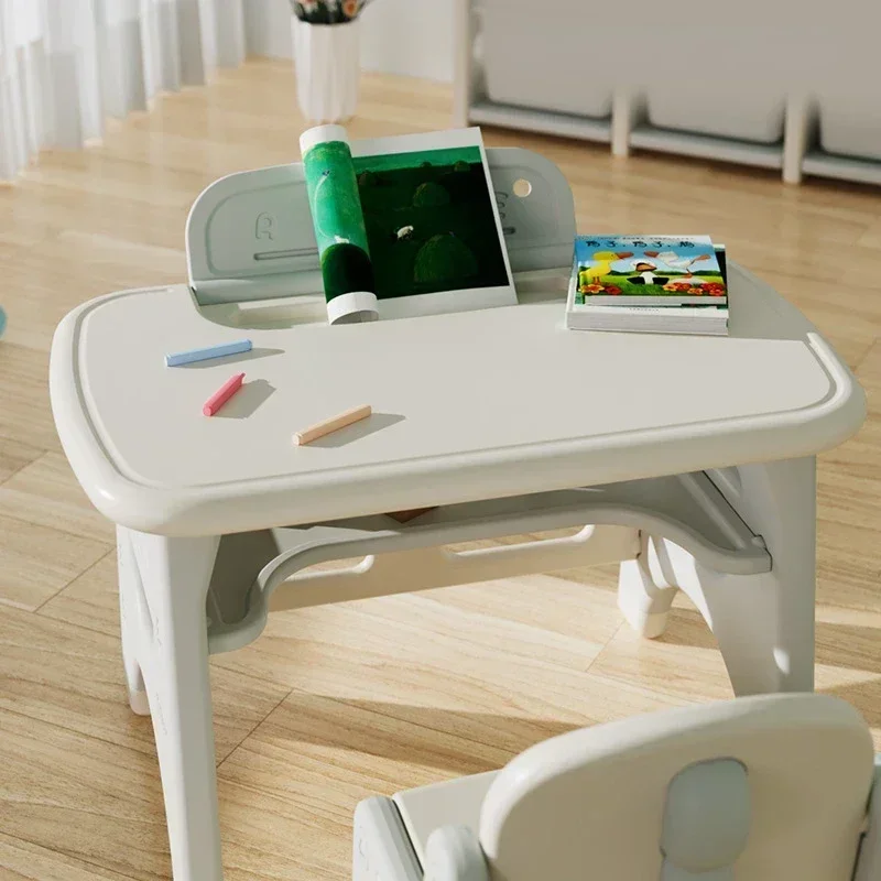 Dinosaur Children's Desk, Baby Reading Table, Plastic Flipping Chair, Early Education Toy Game Table for Home, Kids' Learning