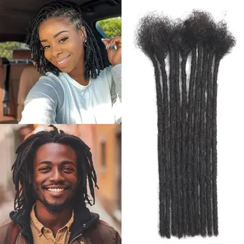 Loc Extensions Human Hair 0.4cm Dreadlock Extensions Human Hair Loc Extensions Dreads Extensions for Men Women Real Human Hair 1
