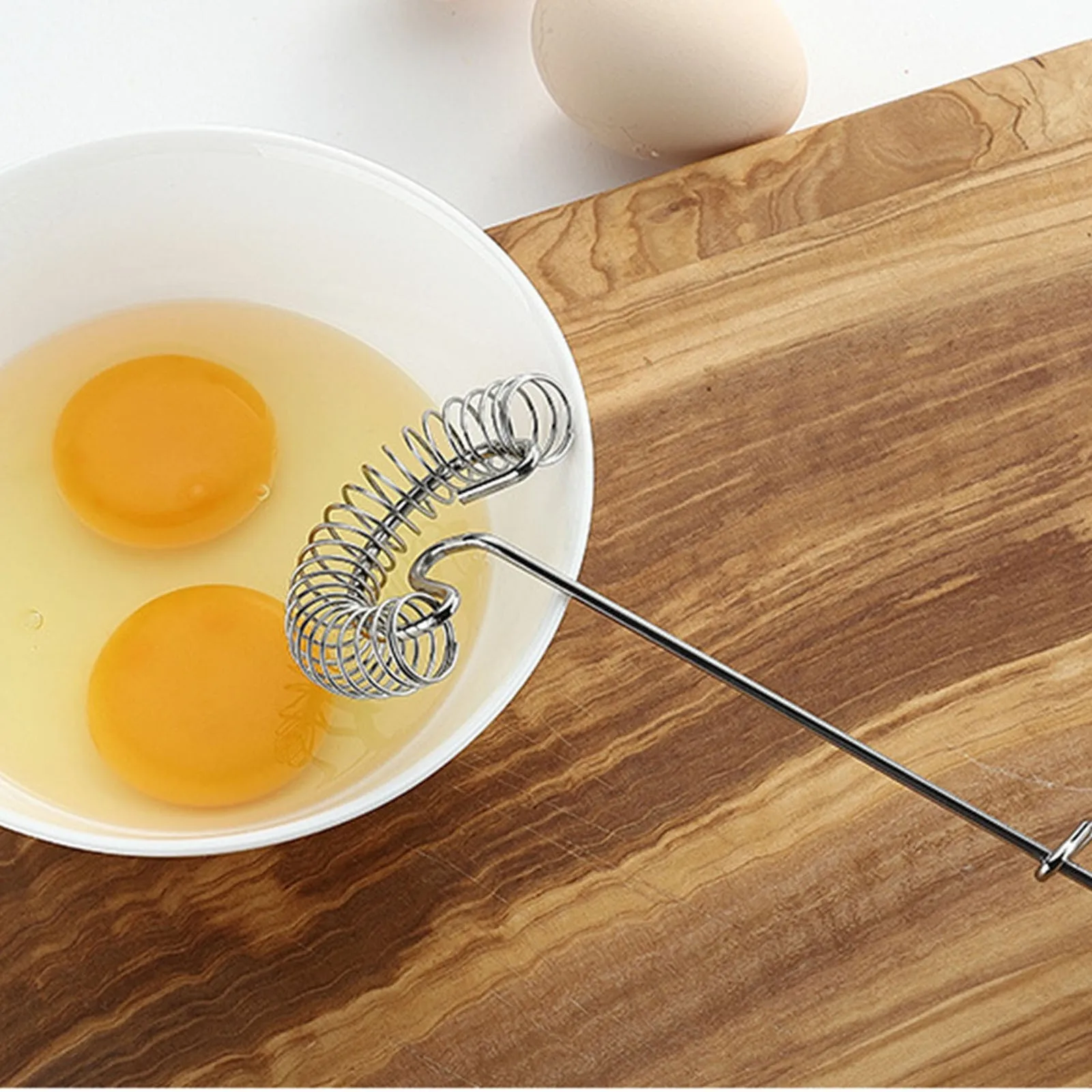 Stainless Steel Spiral Wire Whisk - Heavy Duty Coil Sauce & Gravy Whipper -  Wooden Handheld Egg Whisks