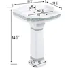 Pedestal Sinks for Bathrooms Wide White Porcelain Bathroom Pedestal Wall Mounted Sink with Green Gold Accent 3