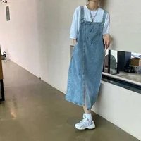 Spring Summer Denim Overall Dress Women Sleeveless Jeans Dresses Fashion Female Solid Slip Casual Loose Spaghetti Strap Dresses - Image 2