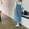 Spring Summer Denim Overall Dress Women Sleeveless Jeans Dresses Fashion Female Solid Slip Casual Loose Spaghetti Strap Dresses 2