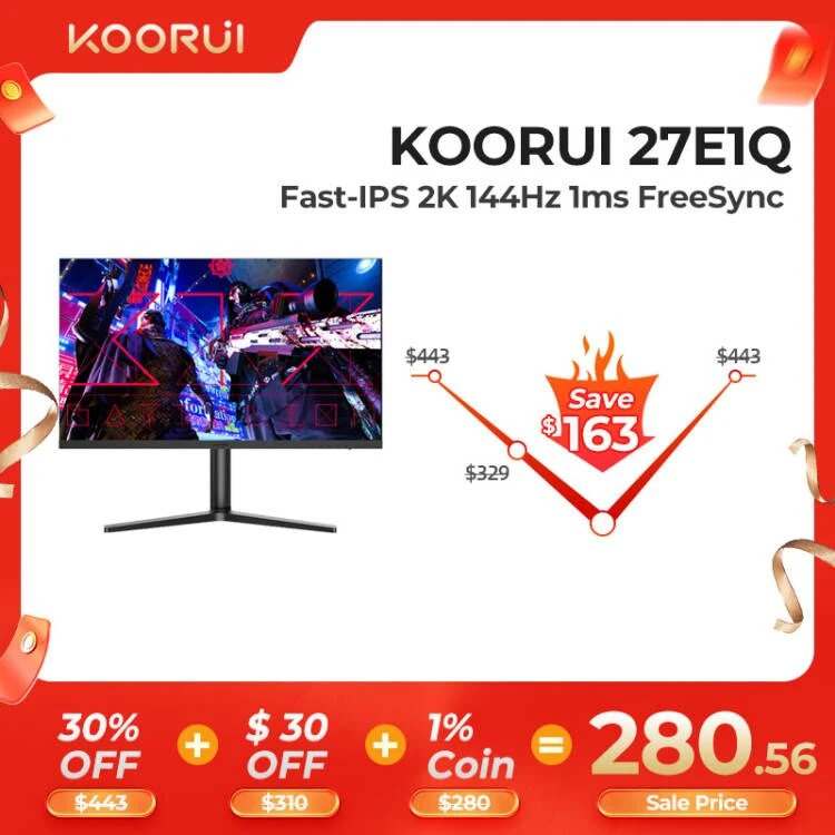 Koorui 144hz Gaming Monitor 27 Inch Ips Qhd 2k 1ms Gsync Hdmi