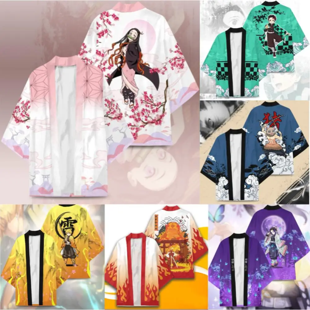 Japanese Anime Character Kamado Tanjiro 3D Printed Kimono Traditional Unisex Cosplay Haori Kamado Nezuko Yukata Cardigan