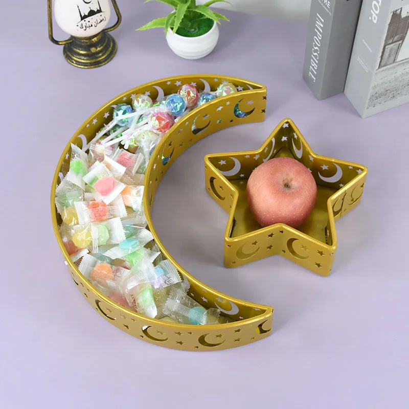 

Moon Star EID Mubarak, поднос для еды, полый дизайн, подставка для десерта, торта, держатель, домашние мусульманские украшения