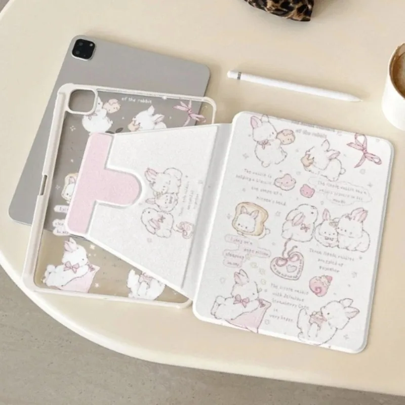Adorable Rotating Rabbit Tablet Cover - Universal 10-11 Inch