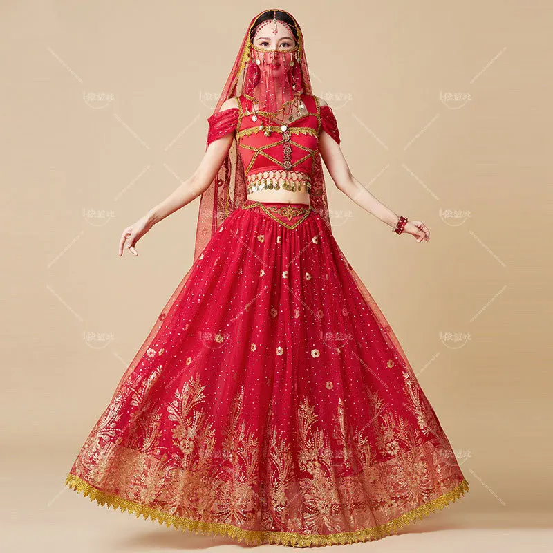 Women\'s Belly Dance Top Set Indian Halloween Clothing Bollywood Clothing