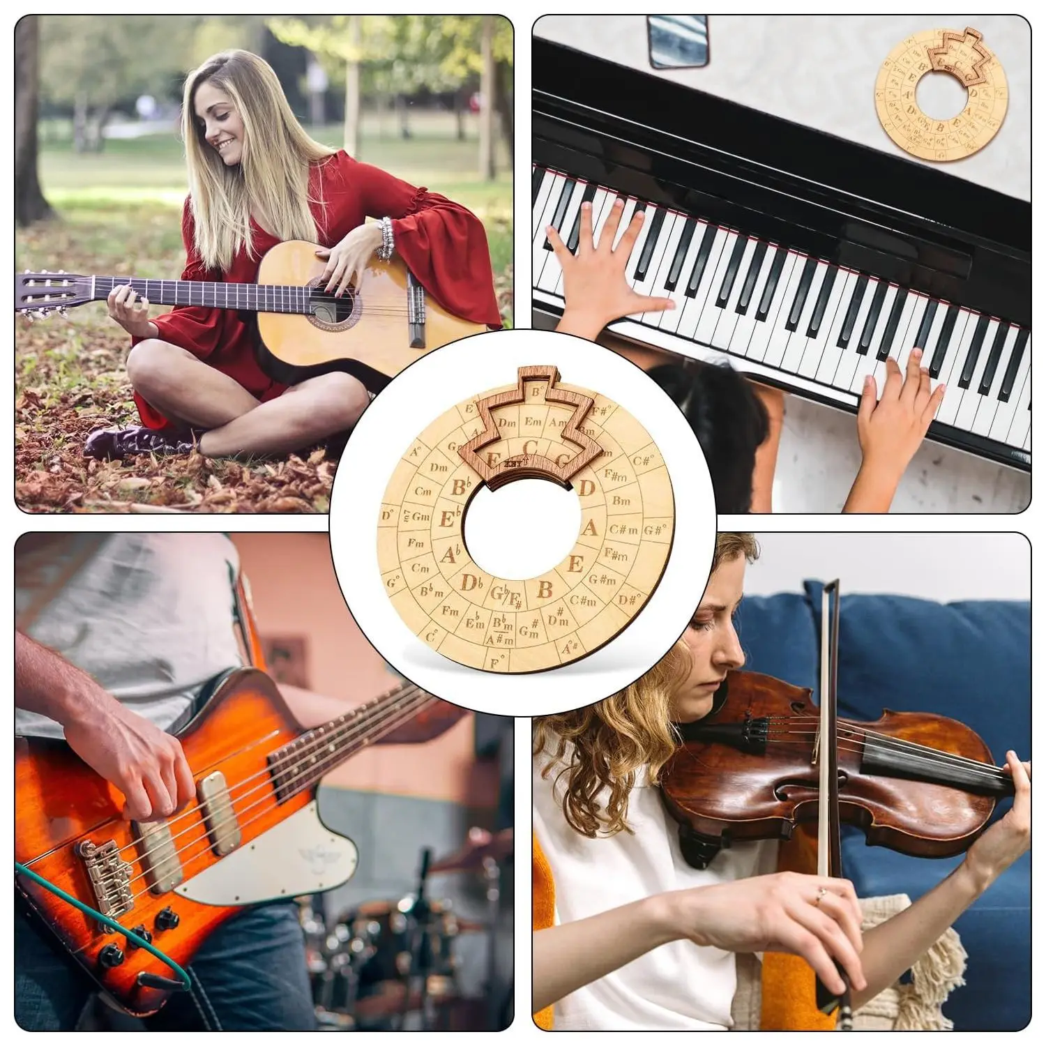 Wooden Circle of Fifths Melody Tool: Music Theory Guide and Gift