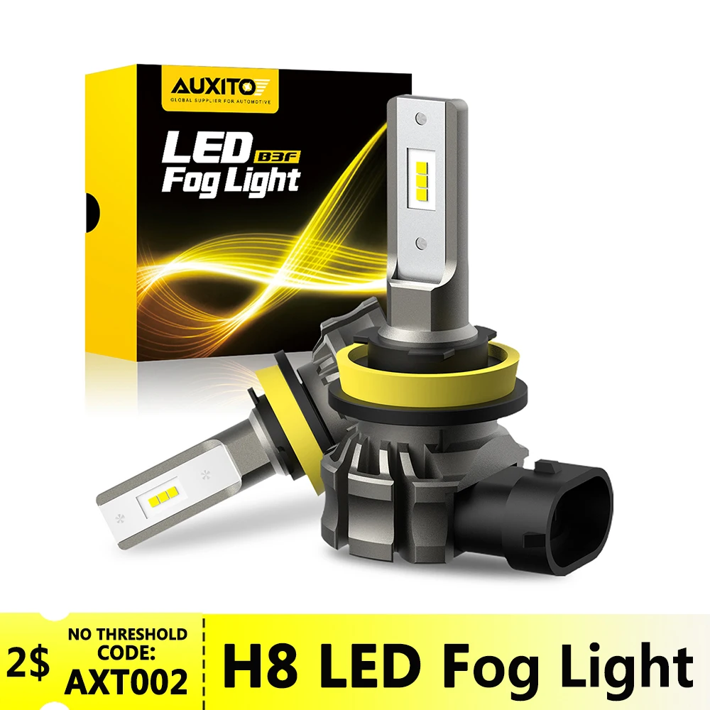 

AUXITO 2Pcs H8 H9 H10 H11 H16 H27 880 5202 LED Fog Lights 12V 6500K Super White Fanless CSP Mini Size 1:1 Car Fog Lamp Bulbs DRL