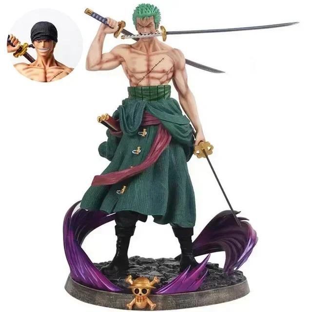 thumbnail image 1 of Figura de anime de One Piece Roronoa Zoro Luffy, estatua de anime de manga de tres cuchillos, figura de acción de PVC, modelo de colección, juguetes de Samurai Sanji, 1 of 5