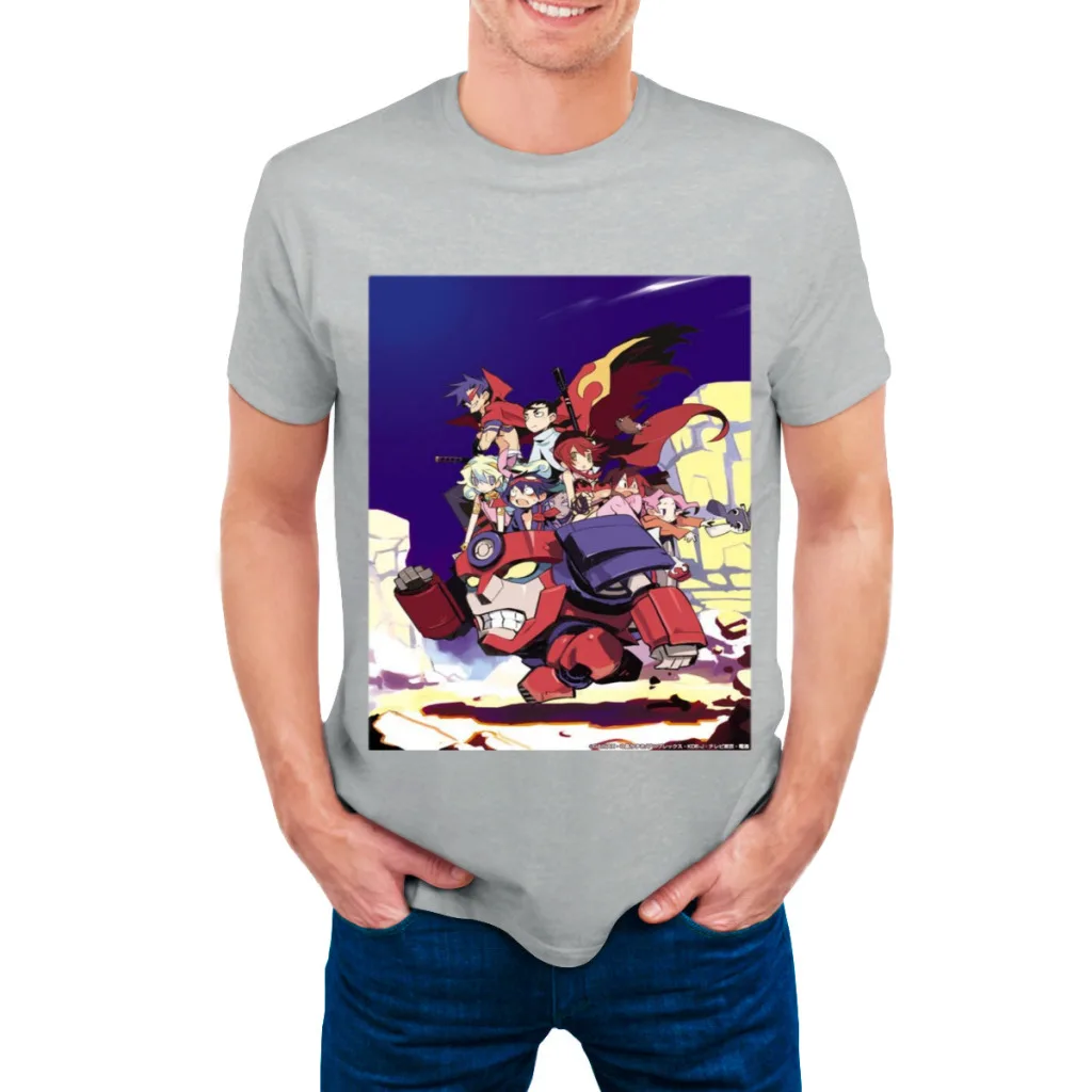 Camiseta Tengen Toppa Gurren-Lagann para hombre, camisetas de algodón de verano, camisetas de colores lisos, ropa de cuello redondo para hombre