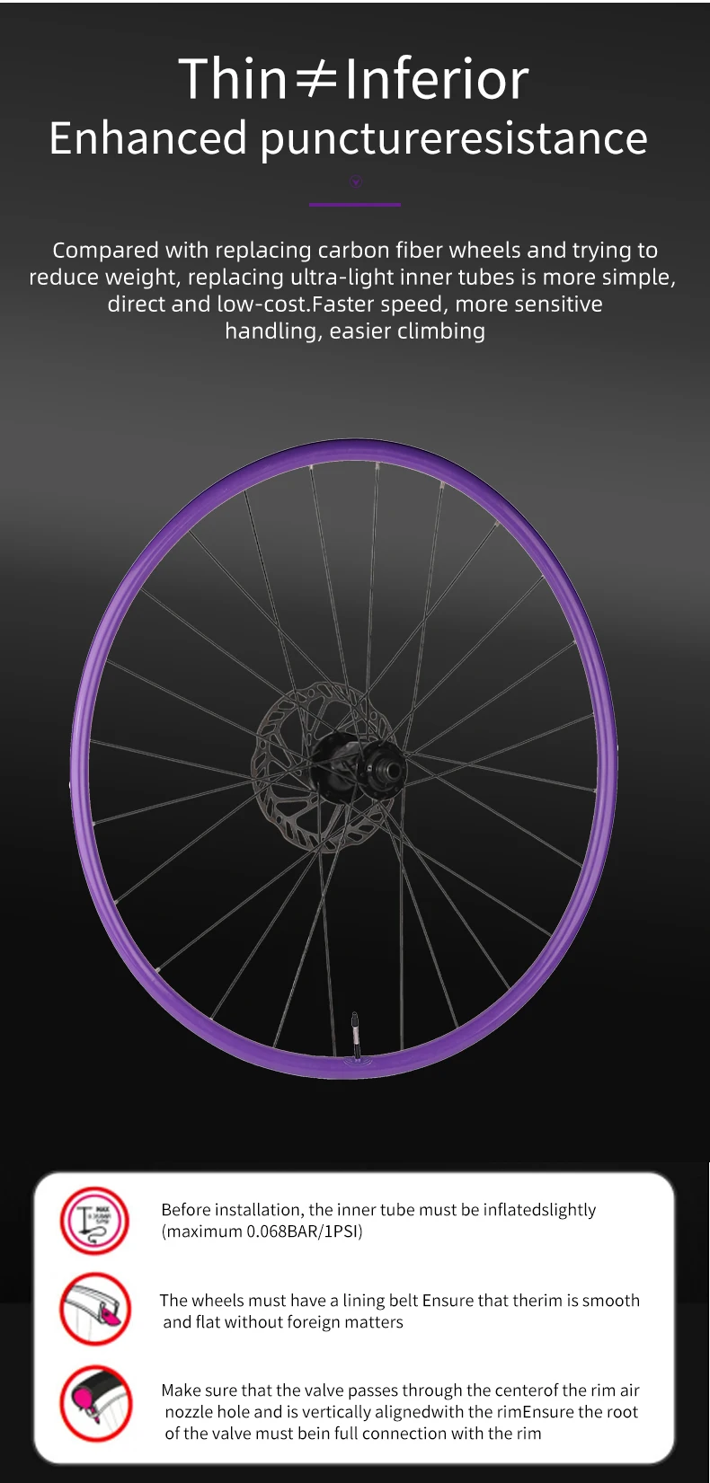 OFFBONDAGE 1 Stück Ultraleichter 39 g Fahrradschlauch 700 CC Rennrad TPU-Material Reifen 65 mm Länge Französisches Ventil Fahrradzubehör – Detail 6