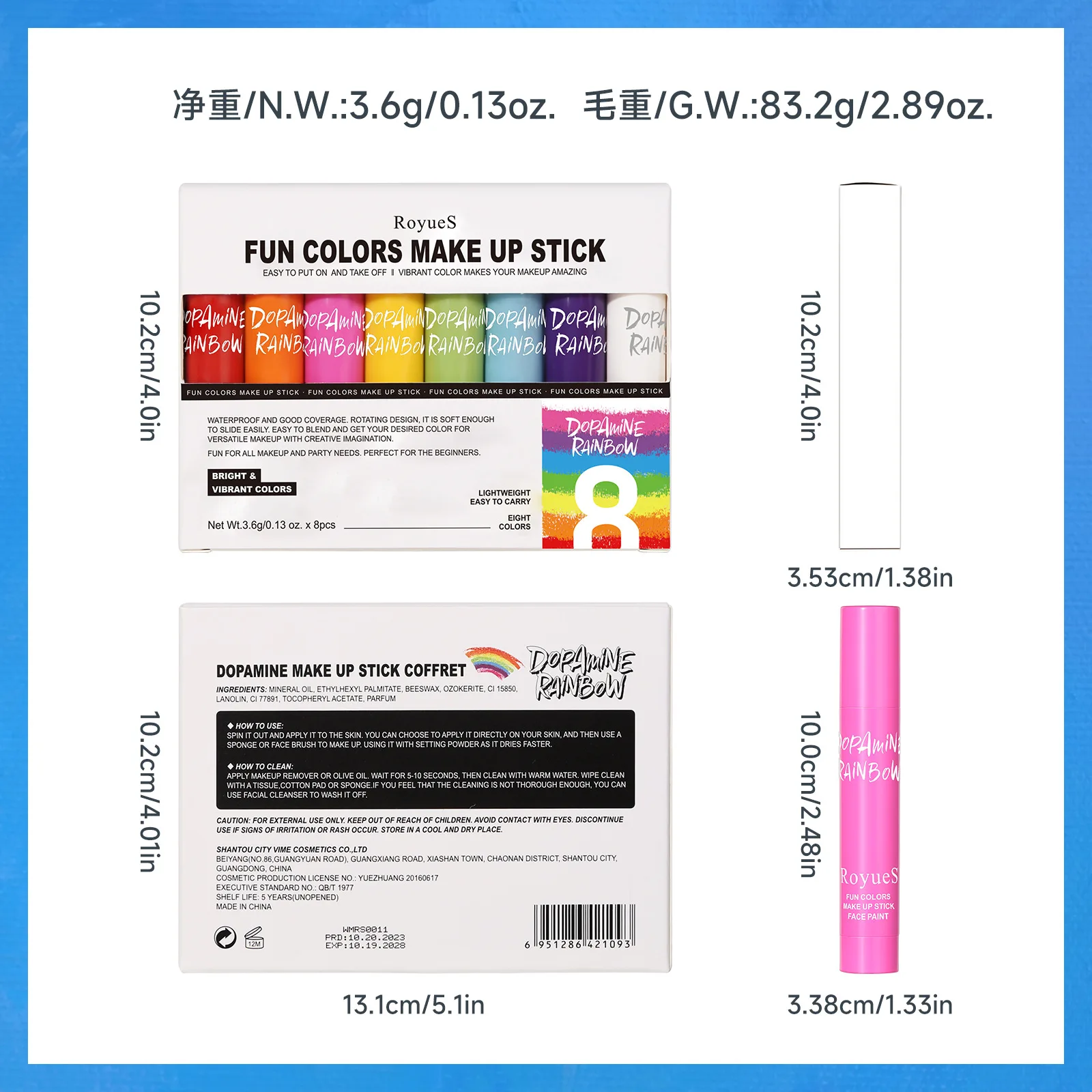 Hot 8Pcs/Set Dopamine Face Paint Pen Set Rainbow Graffiti Crayon Human Face Paint Stick Makeup Long-lasting Texture Soft Festive 3