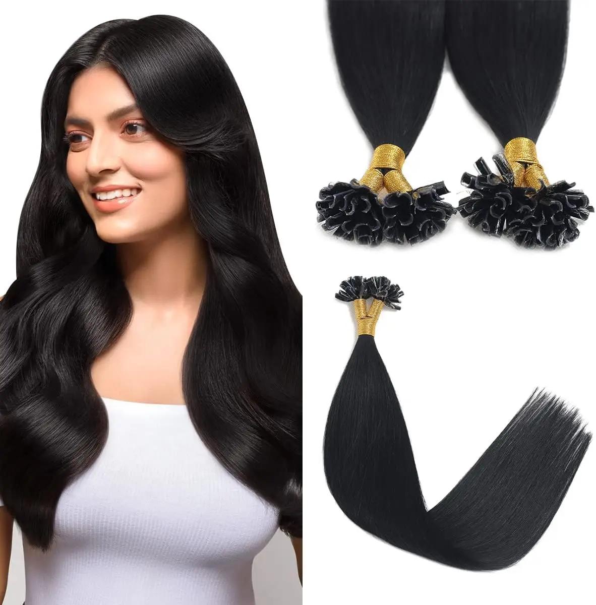 Hair Extensions U Tip Hair 100% Human Hair Extensions Natural 14-20inch Hot Fusion Keratin Hair Extensions  1g/strand