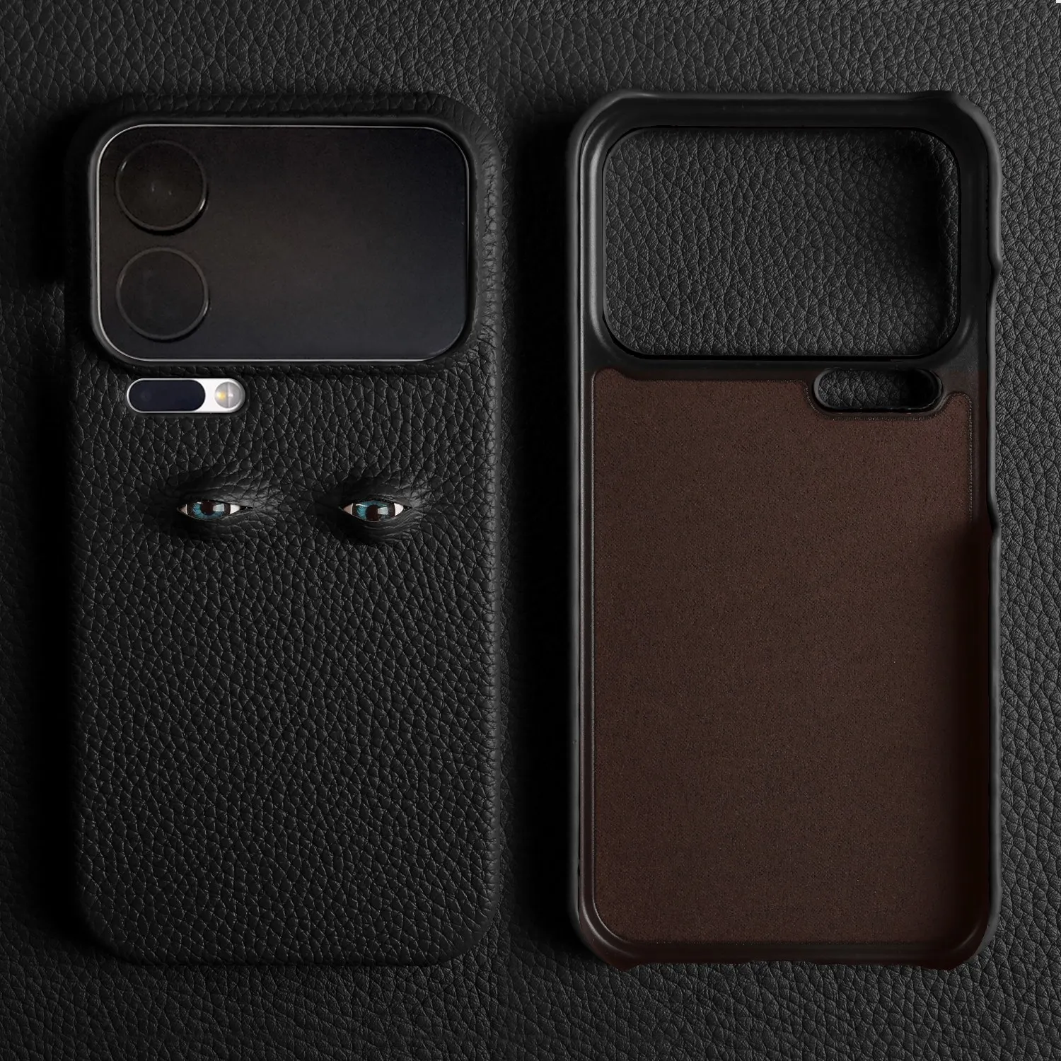 Unique Eye Design Genuine Leather Phone Shell - Personal Back Protective Case