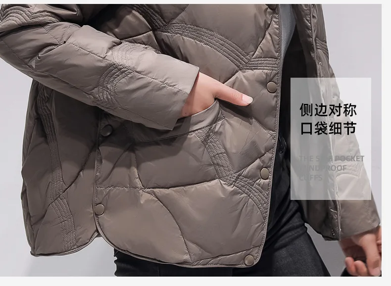Women's Winter Short Down Jacket Stand Collar Plaid Solid White Duck Down Coat Lady Puffer Jackets max mara пуховик JK-229