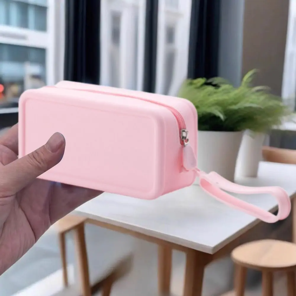 New Silicone Coin Purse Waterproof Zipper Travel Pouch Solid Color Large Capacity Cosmetic Bag Women Girls