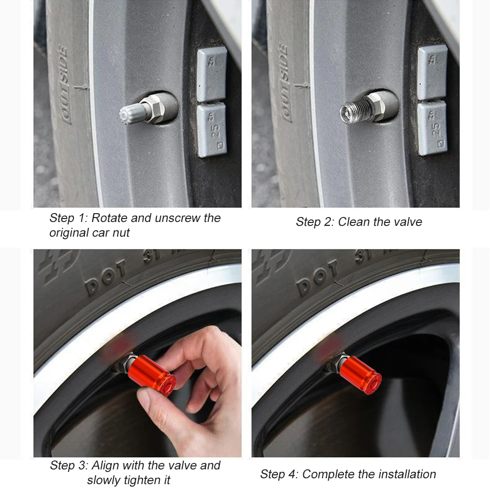 4PCS Tire Valve Stem Caps for Car Tires Universal Stem Covers for Car Leak Proof Stem Cover for SUV Truck Bicycle Motorcycles