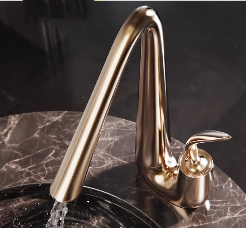 Brush Gold Basin Faucet Bathroom Single lever Hot and Cold Sink Lead Free Mixer Tap Faucet Solid Brass Lavtory Faucet New