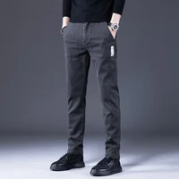 New Male Business Trousers Straight Pencil Slacks Narrow Leg Cropped Trouser Men Black Gray Striped Slim Fit Designer Cool Pants