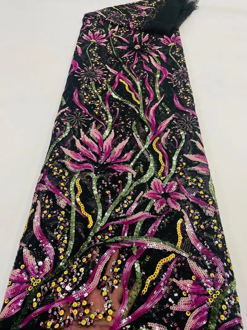 

New multi-color bead embroidered water-soluble lace fabric embroidered dress fabric Fabic lace 5yards