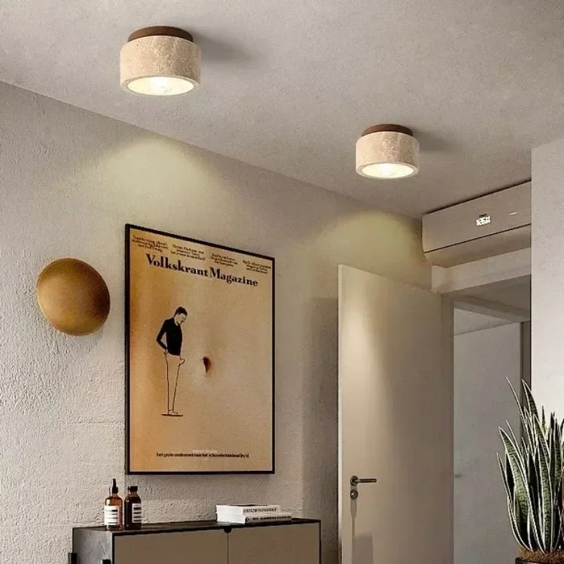 Modern Stone Travertine Ceiling Lamp Bedroom Corridor Flush Mount Foyer Hallway Staircase Indoor Lighting Fixture Ceiling Light
