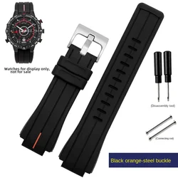 Timex Silicone Strap Men's Waterproof Soft Watch Band, 16mm - 24X16mm - Width (Black Orange  steel)