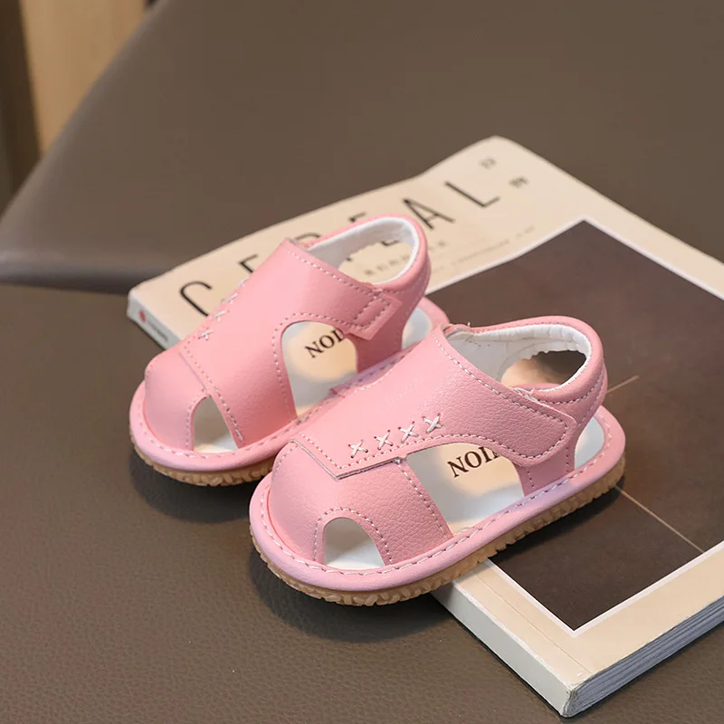 Summer Children Shoes Boys Soft Sole Beach Shoes Male Baby Cover-toe Anti-kick Children's Sandals Summer Girls Sandals Size15-19 5